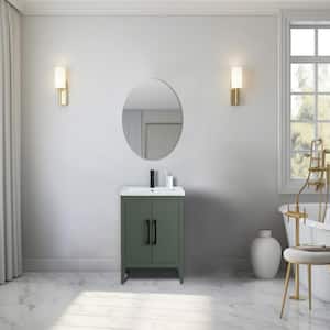 24 in. W x 18.5 in D x 34 in. H Single Sink Bathroom Vanity Cabinet in Vintage Green with Ceramic Top