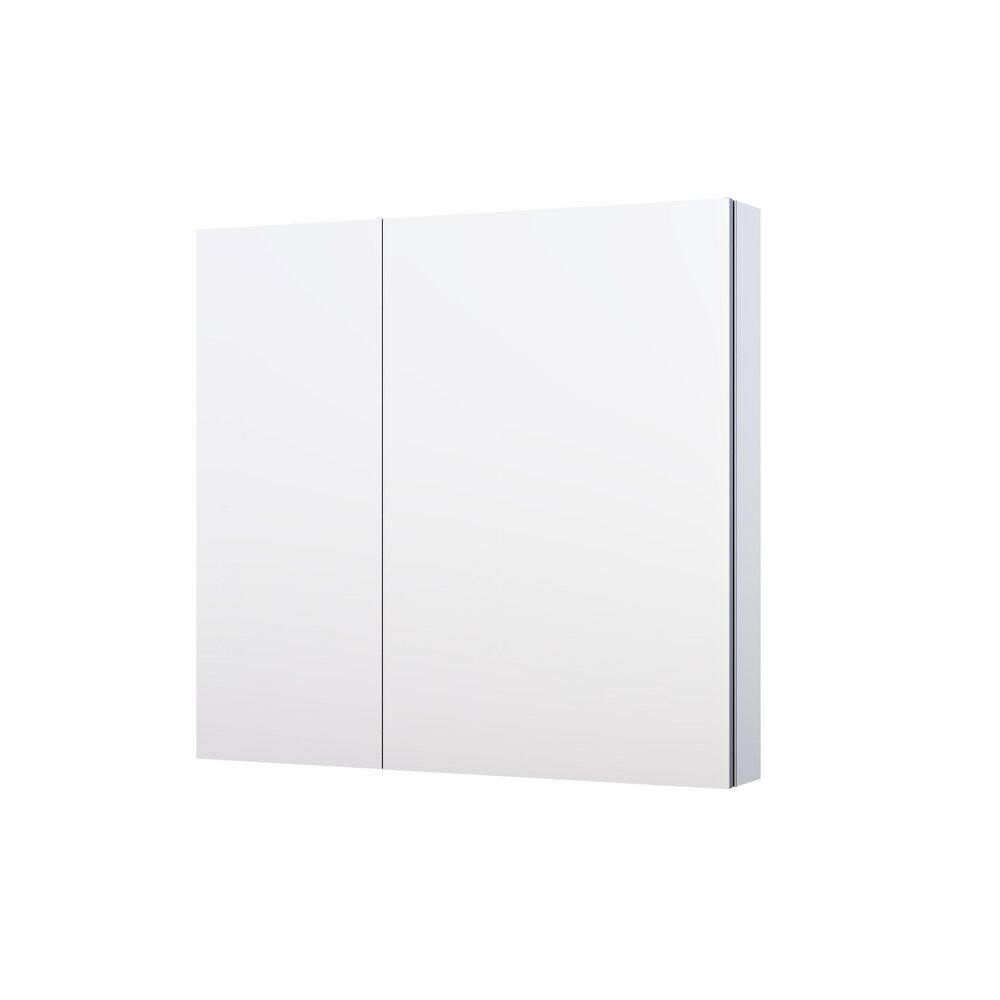 32 in. W x 30 in. H Rectangular Medicine Cabinet with Mirror in Silver with Adjustable Shelves, Soft-Close