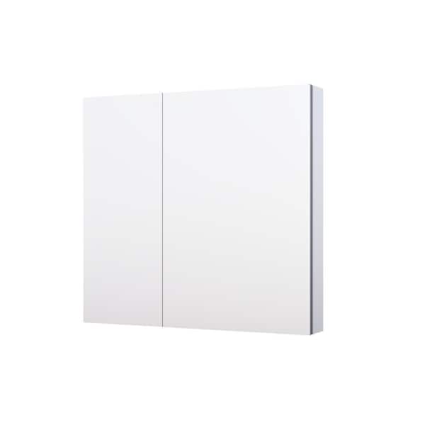 Forclover Solid Wood 36-in x 30-in Surface/Recessed Mount White Mirrored Soft Close Medicine Cabinet