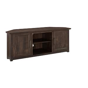 Camden Dark Walnut 58 in. Corner TV Stand Fits 60 in. TV with Cable Management