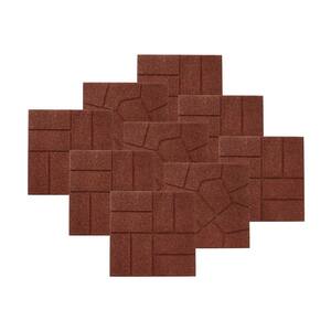 16 in. x 16 in. Red Dual-Sided Rubber Paver (9-Pack)