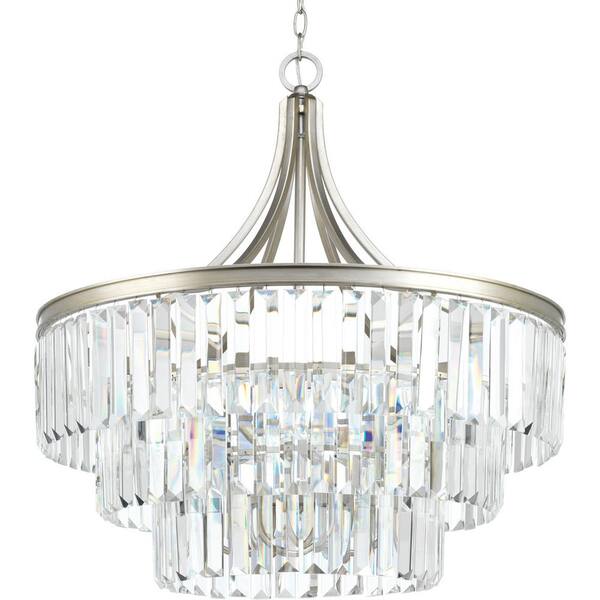 Progress Lighting Glimmer Collection 6 Light Silver Ridge Pendant P5346 134 The Home Depot Progress Lighting Glimmer Collection 6, Progressive Lighting Crystal Chandeliers