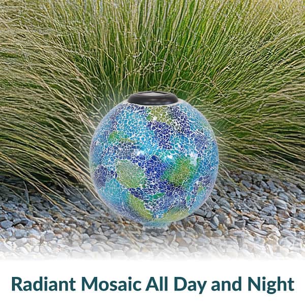 Sunnydaze 10 in. Azul Terra Glass Gazing Ball Globe - LED
