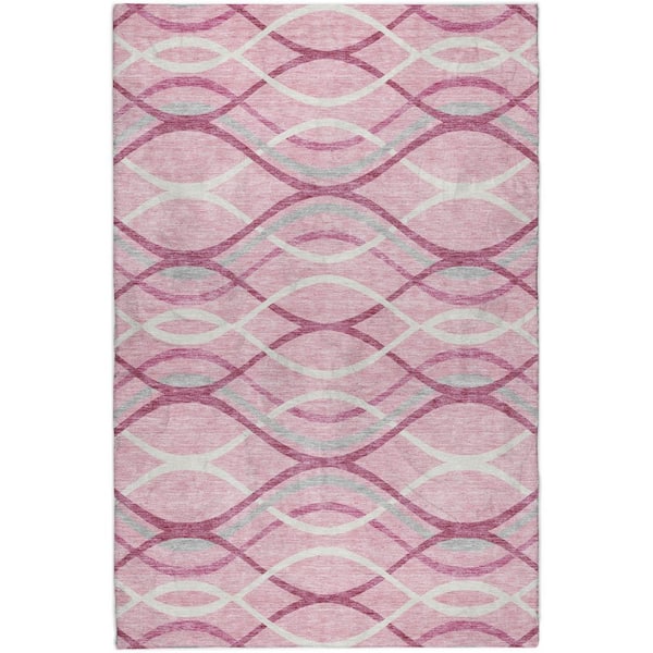 Dream Shag Premium Machine Washable Abstract ADS757 Pink 5 ft. x 7 ft. 6 in. Area Rug
