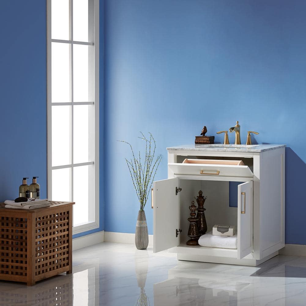 Ivy 30" White Marble Countertop Single Vanity