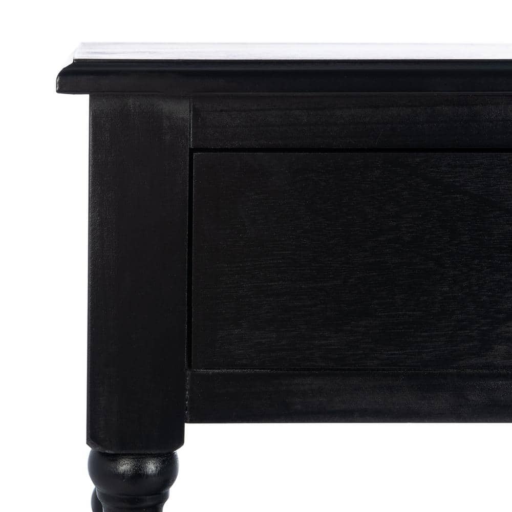 Athena Farmhouse Charm Black Wood Console Table with Storage