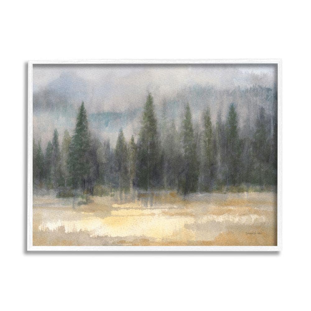 Abstract Blurred Pine Tree Forest Landscape By Danhui Nai Framed Print Nature Texturized Art 16 in. x 20 in -  Stupell Industries, af-625_wfr16x20