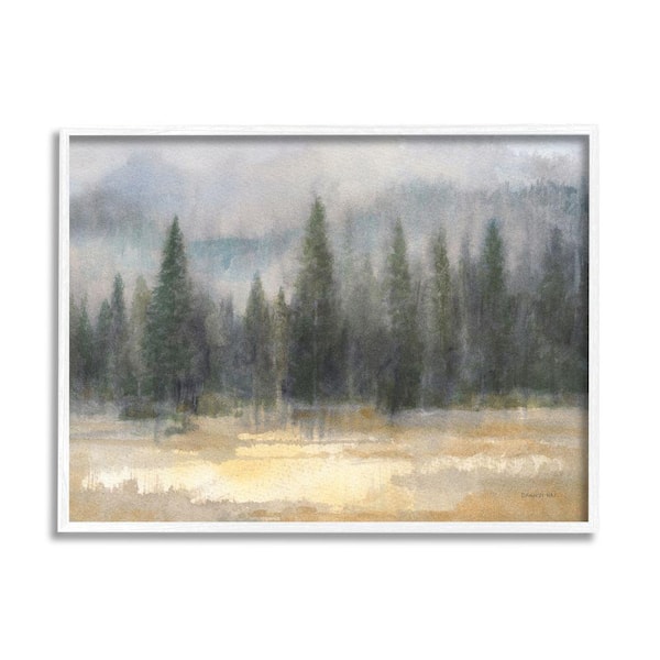 Stupell Industries Abstract Blurred Pine Tree Forest Landscape By Danhui Nai Framed Print Nature Texturized Art 16 in. x 20 in.
