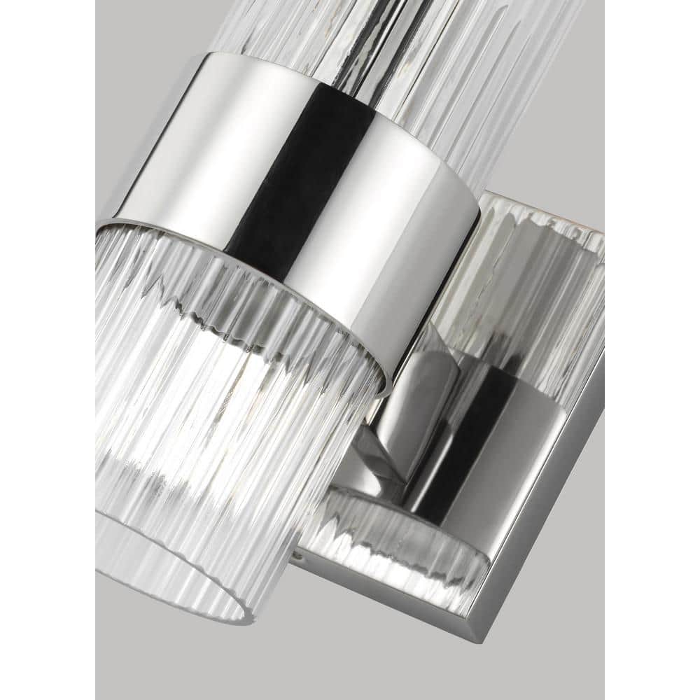 Geneva 12.63" Polished Nickel Vanity Sconce with Clear Glass Shade