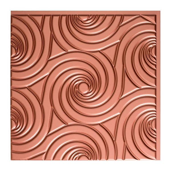 Fasade Typhoon - 2 ft. x 2 ft. Vinyl Glue-Up Ceiling Tile in Argent Copper