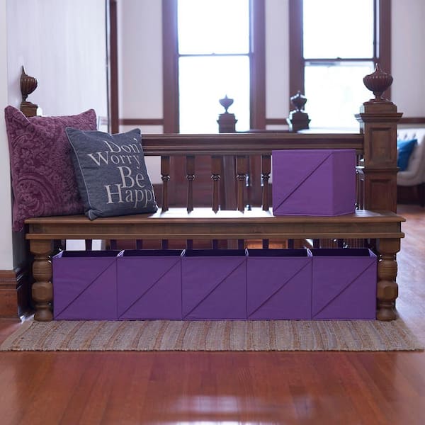 11 in. H x 11 in. W x 11 in. D Purple Fabric Cube Storage Bin 6-Pack