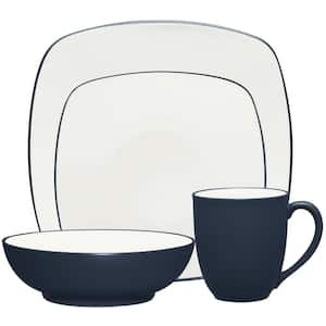 Colorwave 4-Piece Navy Blue Stoneware Square Place Setting (Service for 1)