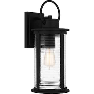 Tilmore 18 in. Matte Black Hardwired Outdoor Wall Lantern Sconce