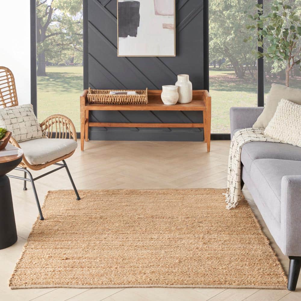 Natural Jute Square 5' x 5' Flatwoven Handmade Rug