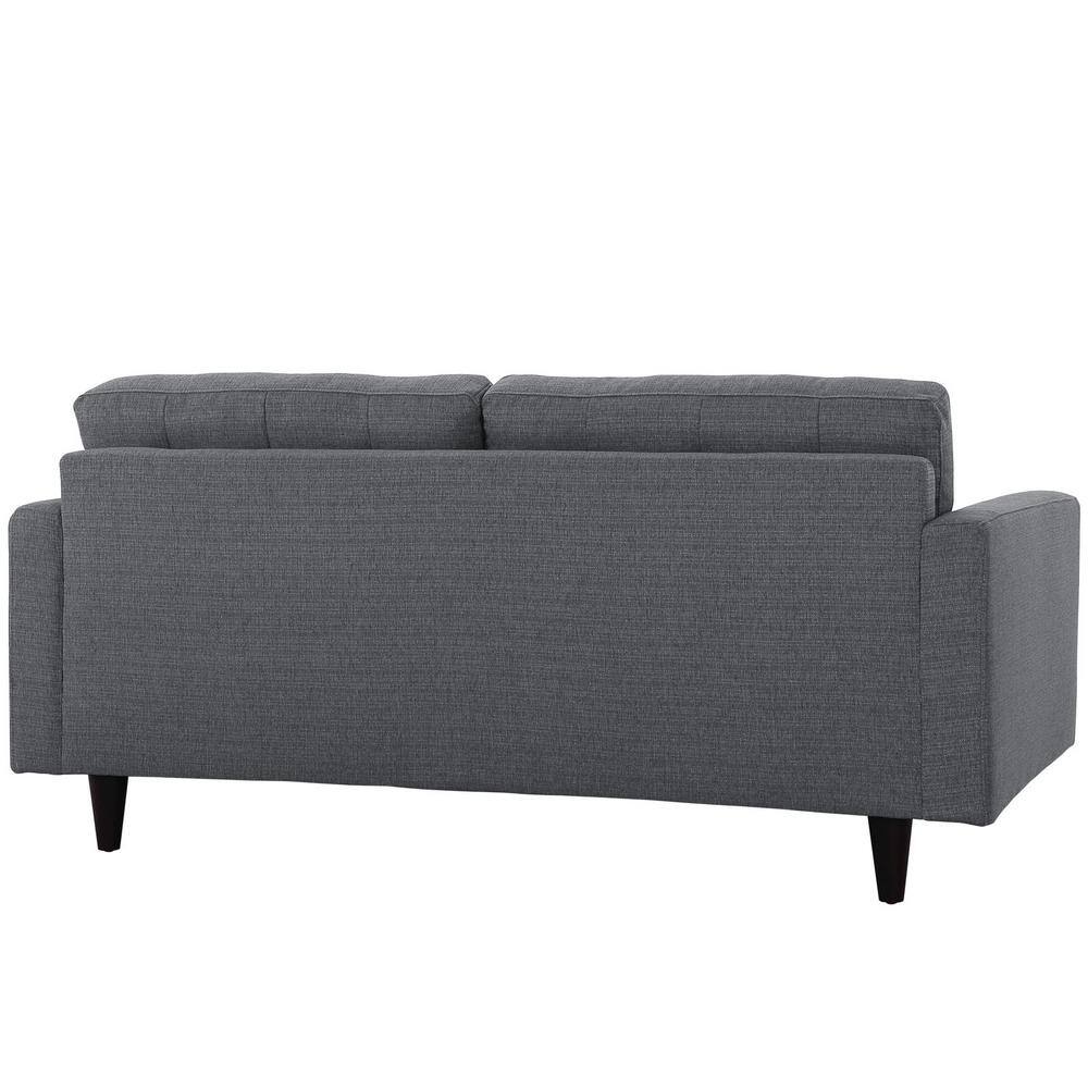 Gray Tufted Fabric Loveseat with Solid Wood Legs