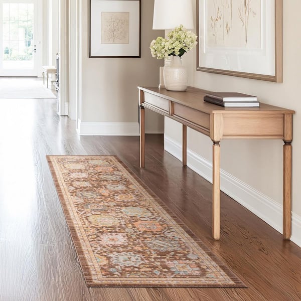 Crestwood Brown 2 ft. x 8 ft. Oriental Indoor Area Rug