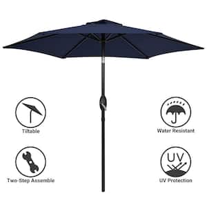 7.5 ft. Patio Market Crank and Tilt Umbrellas, Table Umbrellas,UV-Resistant Canopy in Navy Blue