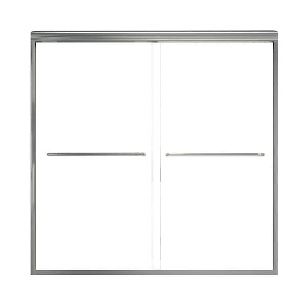 ANGELES HOME 60 in. W x 56 in. H Sliding Semi-Frameless Tub Door in ...