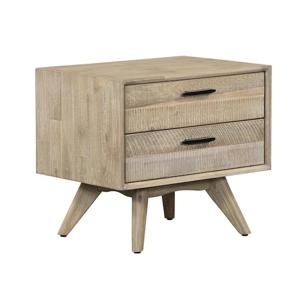 Armen Living 2Drawer Baly Summer Gray Acacia MidCentury Night stand