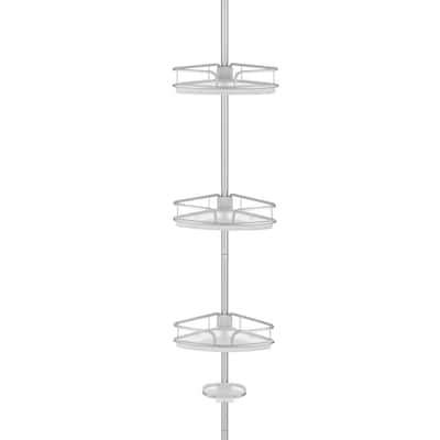 BINO Tension Pole Corner Shower Caddy - Brushed Nickel - Shower Organizer  Shower Shelf Shower Rack Shower Storage Bathroom Caddy Shower Corner Shelf  Shower Shel…