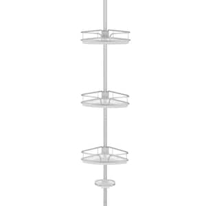 4-Tier Tension Corner Shower Caddy Aluminum Pole Adjustable Bathroom Shelves