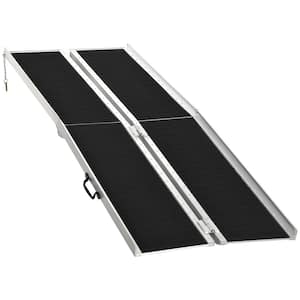 8 ft. Aluminum Portable Skidproof PVC Carpeted Folding Wheelchair Ramp