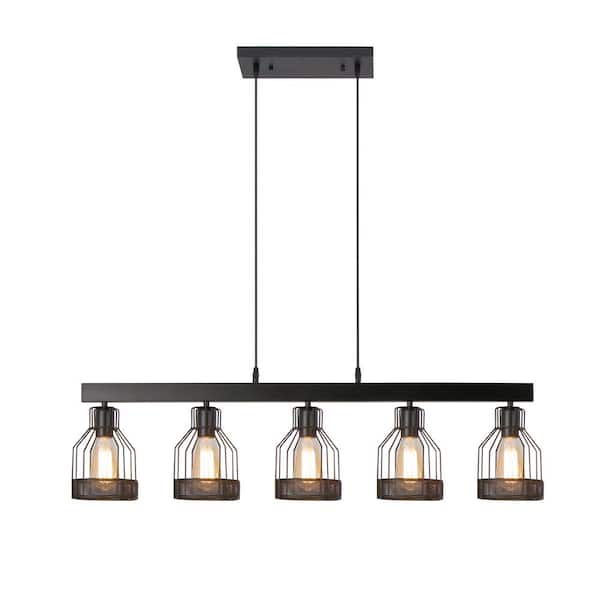 UMEILUCE 5-Light Black Farmhouse Island Chandelier for Kitchen Dining Room