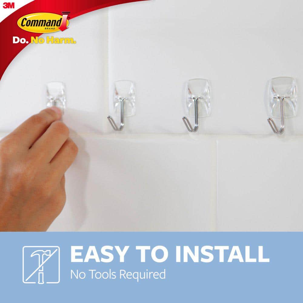 Clear Small Wire Hooks with Adhesive Strips, 9 Pack