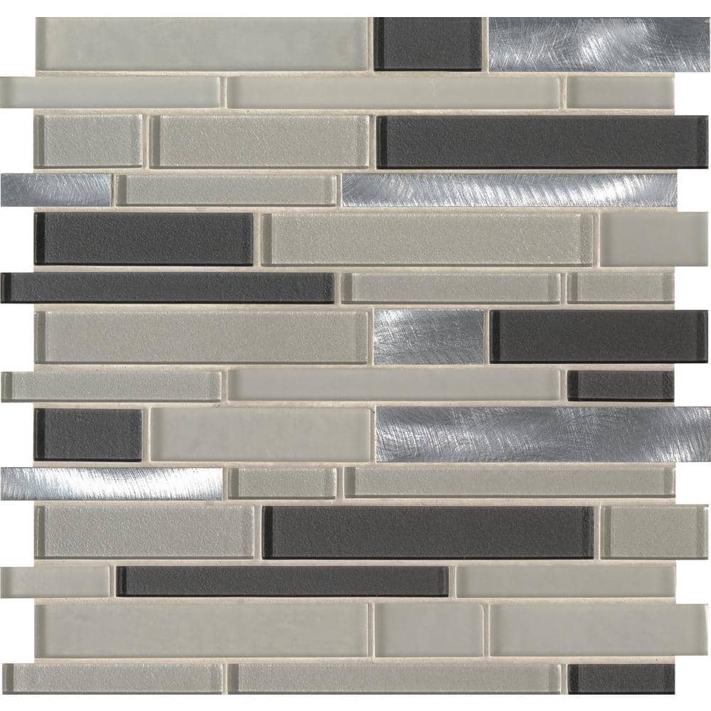 Take Home Tile Sample - Urbanka Interlocking 4 in. x 4 in. Glass Metal Mesh-Mounted Mosaic Tile (0.11 sq. ft.) price history on PriceWatchPro