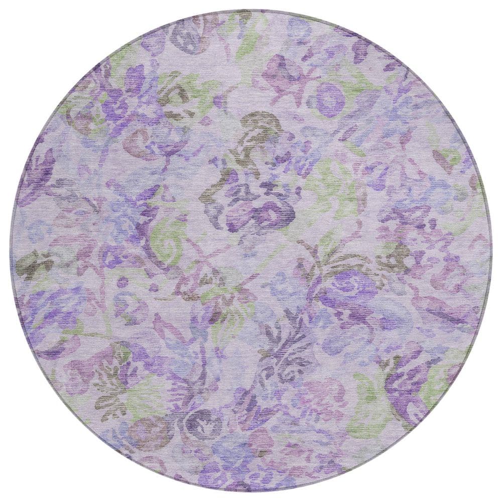 Chantille Machine Washable Indoor/Outdoor Abstract ACN2723 Plum 8 ft. x 8 ft. Round Rug price history on PriceWatchPro
