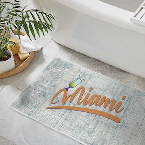 The US States Miami Design Solid Background Cotton Non-Slip Washable Thin 3-Piece Bathroom Rugs Sets