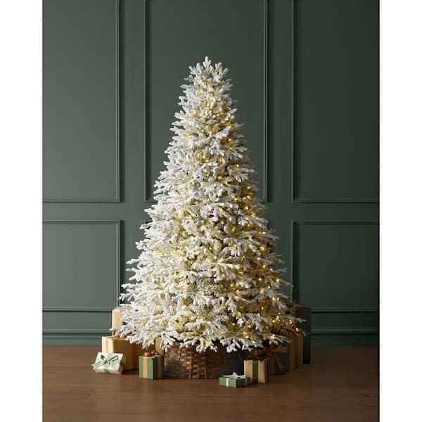 7.5 ft. Breckenridge Twinkling Adaptive Lighting Downswept Fraser Fir Flocked LED Pre-Lit Christmas Tree T30