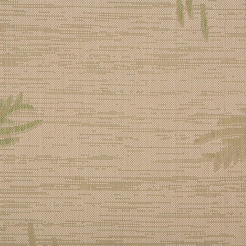 Beige and Green Tropical Palm Flat Woven Synthetic Area Rug
