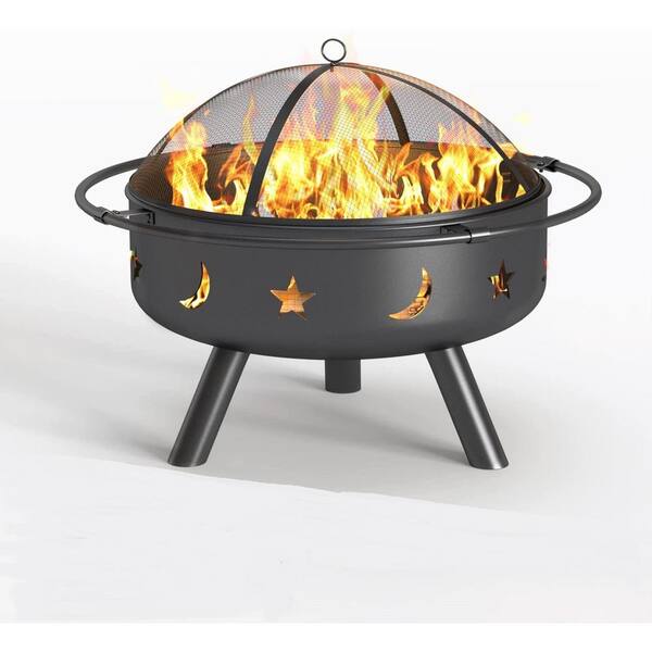 EROMMY 30 in. x 15 in. 3Pieces Round Wood Burning Fire Pit Kit for