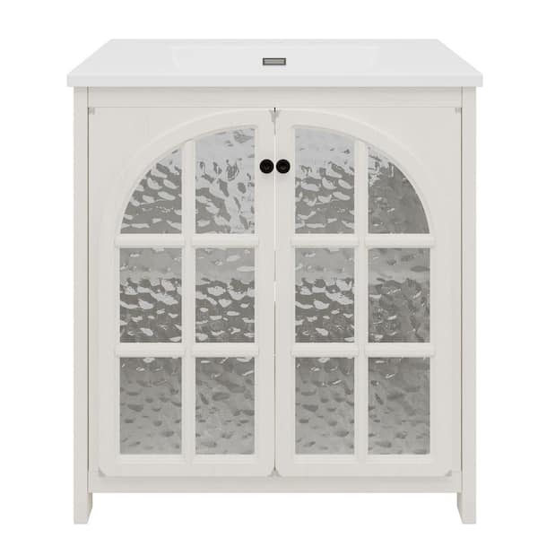 31 in. Freestanding White Bath Vanity with White Ceramic Top