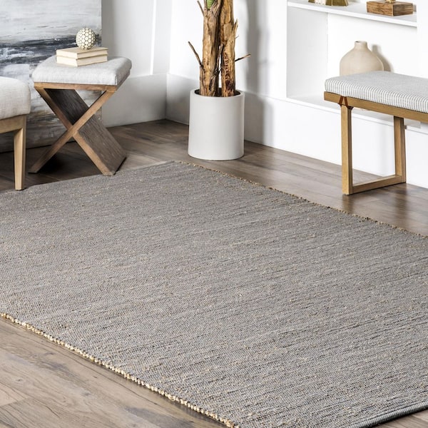 nuLOOM Elfriede Gray 8 ft. x 10 ft. Farmhouse Jute Blend Area Rug  HMMT01G-8010 - The Home Depot