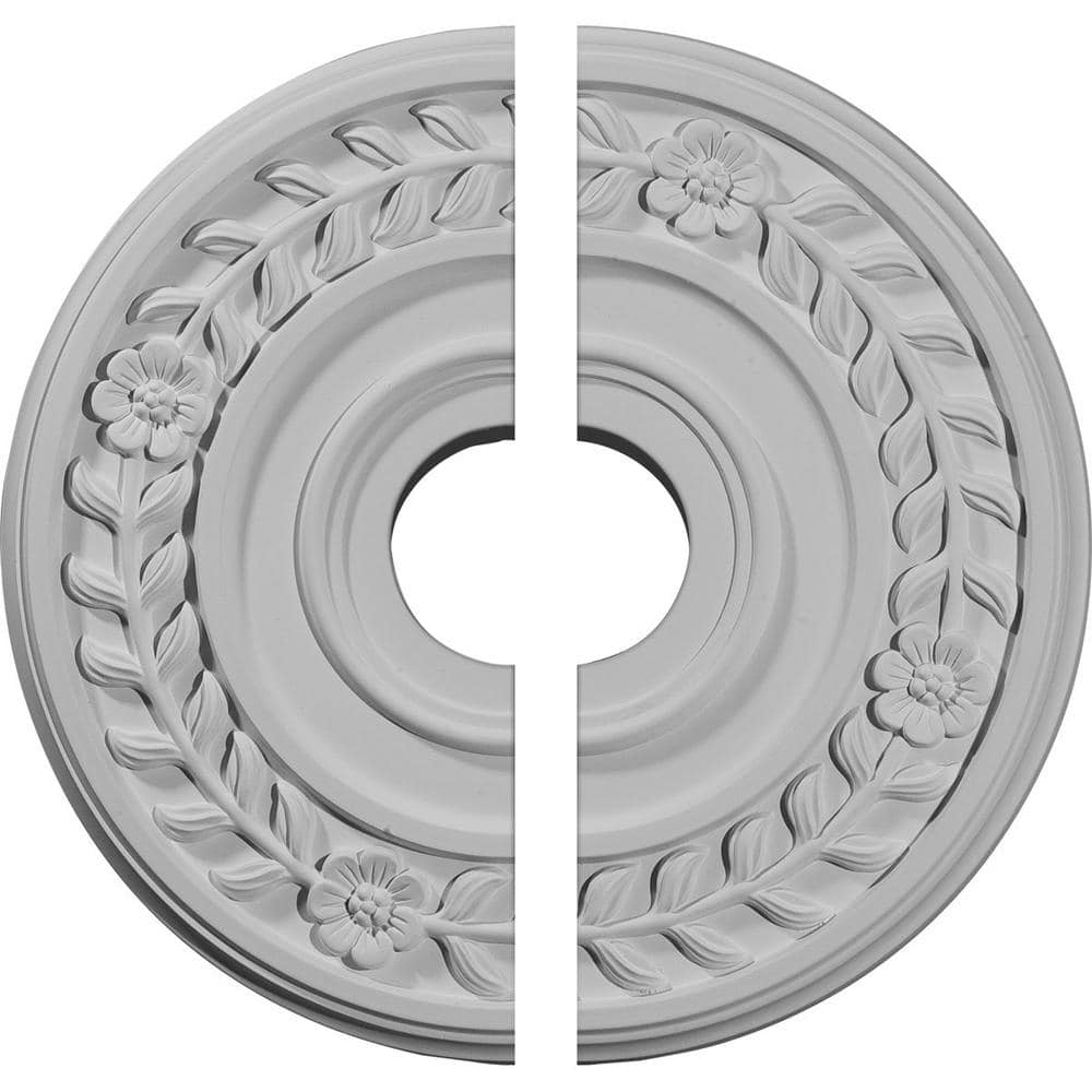 Ekena Millwork 16-1/4 in. x 3-5/8 in. x 1 in. Wreath Urethane Ceiling Medallion, 2-Piece (Fits Canopies up to 5-1/2 in.)