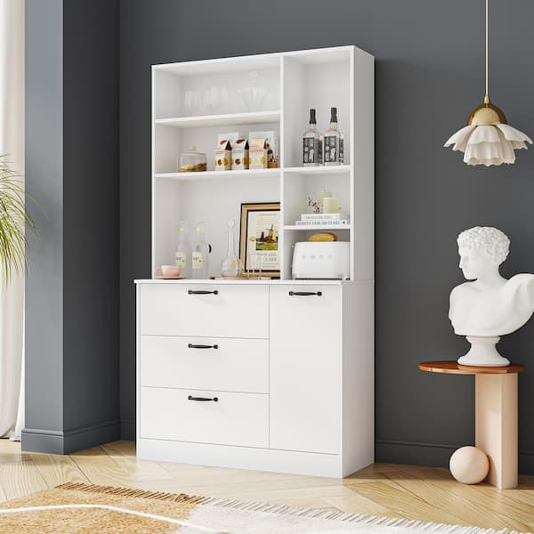 Freestanding Kitchen Cabinet Storage Unit Pantry Cupboard Organiser White