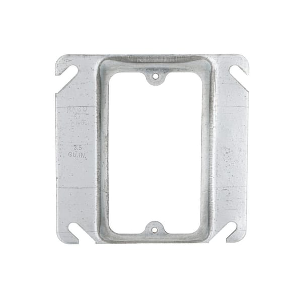 RACO 4 in. W Steel Metallic 1-Gang Single-Device Square Cover, 1/2 in. Raised, 1-Pack