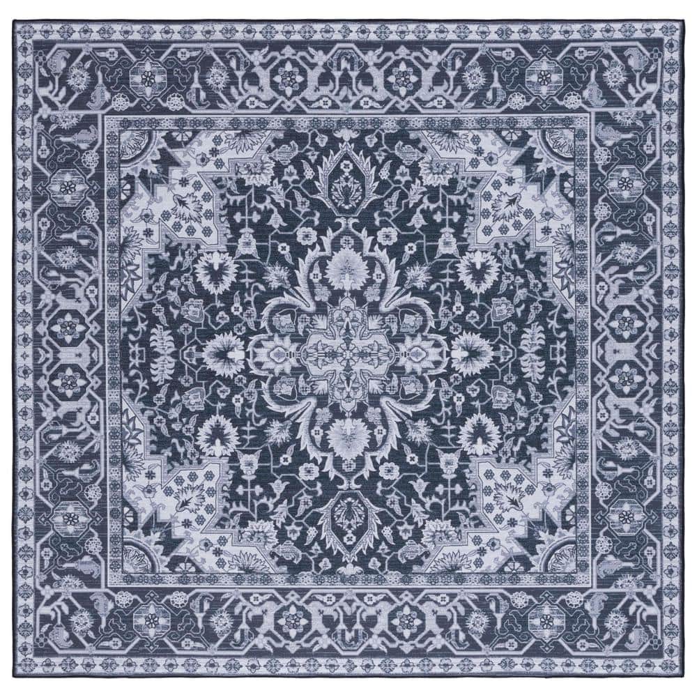 SAFAVIEH Tucson Black/Beige 6 ft. x 6 ft. Machine Washable Medallion