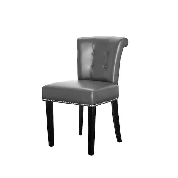 DEVON & CLAIRE Mouth Faux Leather Dining Chair (Set of 2), Dark Gray