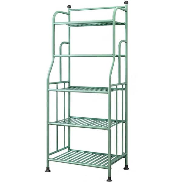 5-Tiers Indoor Outdoor Green Metal Plant Shelf, Garden Balcony