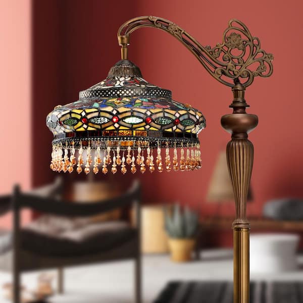 River of Goods Tiffany Style 52 Inch Width Stained Glass Halston LED Ceiling Fan, Blue : RIVER OF GOODS - Stained Glass Halston Double Lit