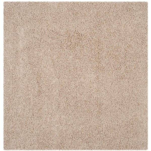 Athens Shag Beige 7 ft. x 7 ft. Square Solid Area Rug