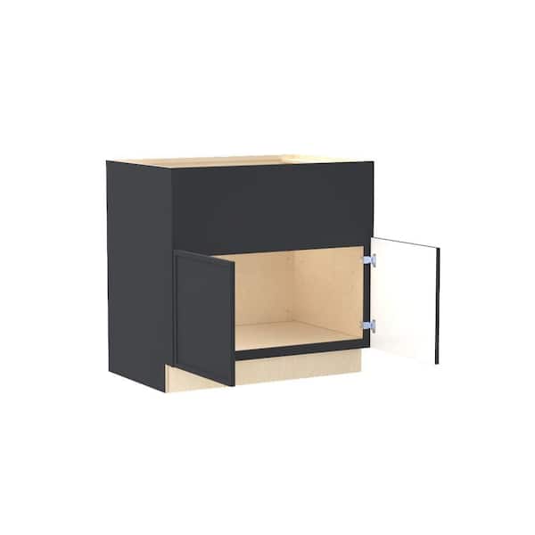 Franklin 36 in. W x 24 in. D x 34.5 in. H Assembled Plywood Farm Sink Base Kitchen Cabinet Valiant Onyx with Soft Close