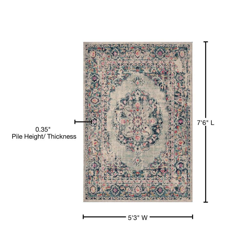 Reversible Easy-Care Synthetic Gray Rectangular Area Rug