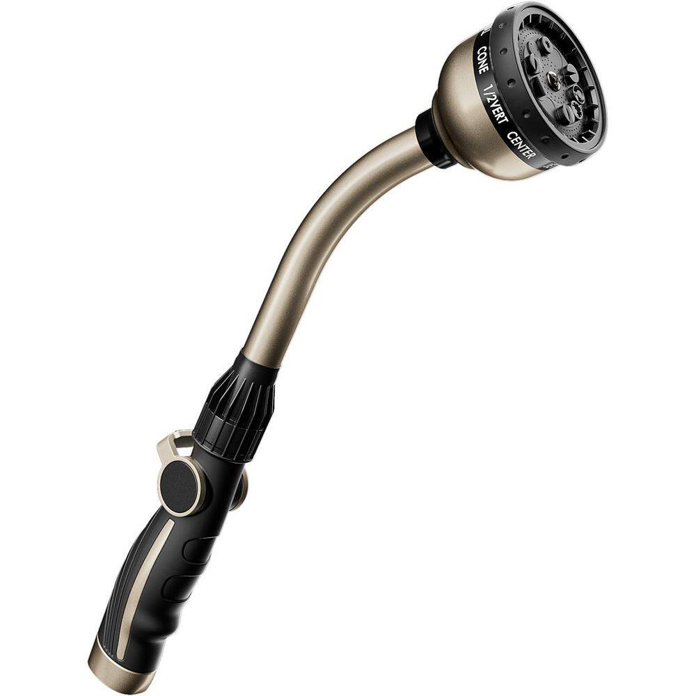 15 in. Metal Hose Nozzle Sprayer with 10 Spray Patterns for Outdoor, Garden Watering Hanging Baskets and Shrubs (1-Pack)