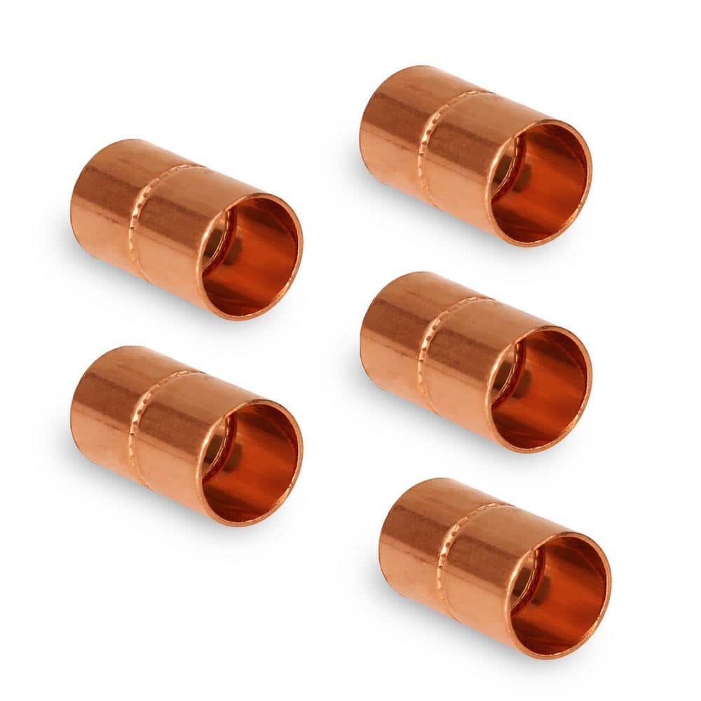5 Pieces 2-1/2" x 2-1/2" Copper Coupling No Stop CxC Sweat Plumbing Fitting