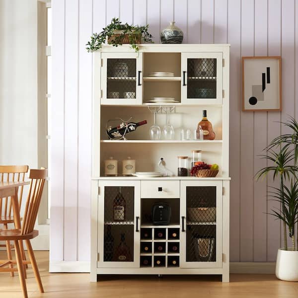 Cesicia Antique White Wood W Farmhouse Kitchen Pantry