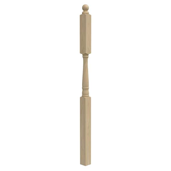 Stair Parts 4046 60 in. x 3 in. Unfinished Poplar Ball Top Newel Post for Stair Remodel